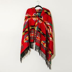 Hooded Woven Poncho